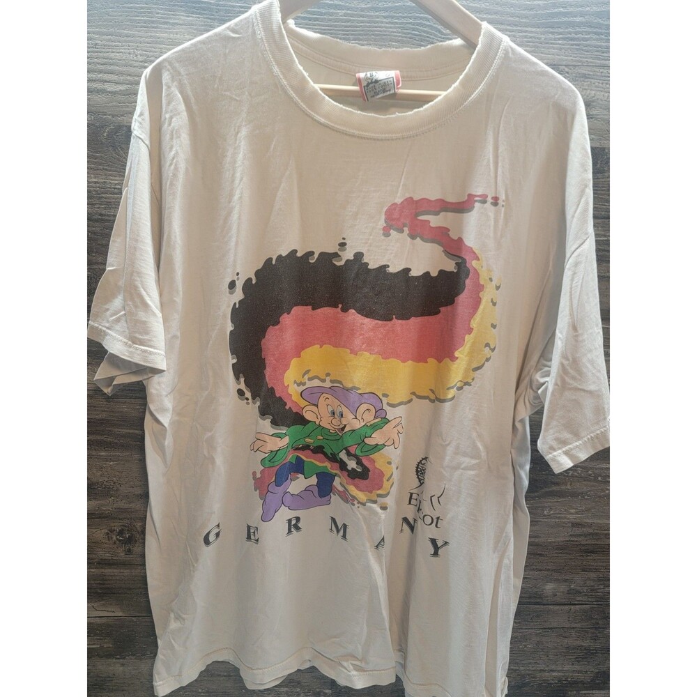VTG Disney Dwarf Dopey Epcot Germany Flag Shirt Made in USA Size XL